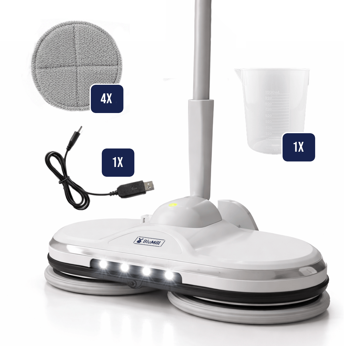 BluMill Draadloze Elektrische Dweil met Sprayfunctie en LED-verlichting