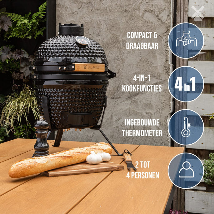 BluMill Kamado Mini Barbecue Grill met Thermometer