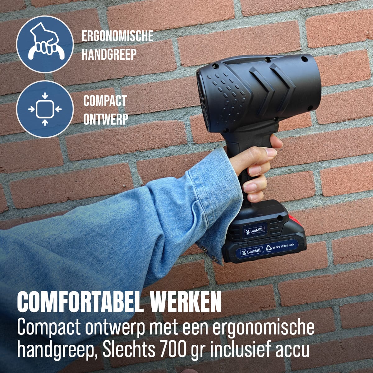 BluMill Turbo Draadloze Bladblazer op Accu