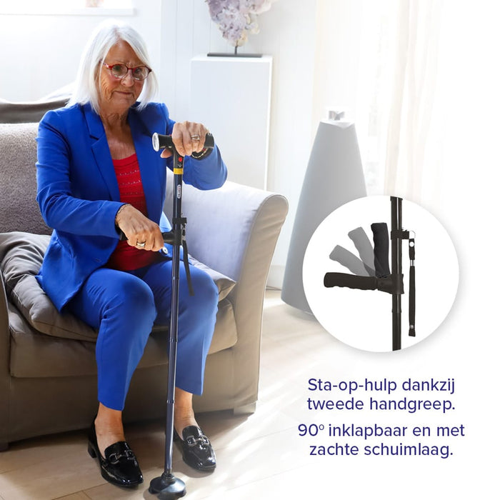 DR-HO'S Get Up & Go Wandelstok - Opvouwbaar, met LED-verlichting en alarm
