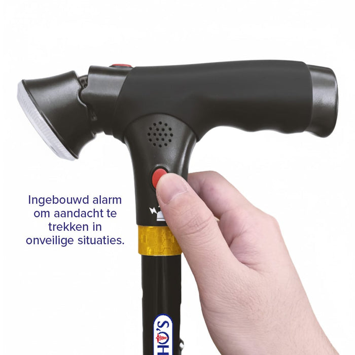 DR-HO'S Get Up & Go Wandelstok - Opvouwbaar, met LED-verlichting en alarm