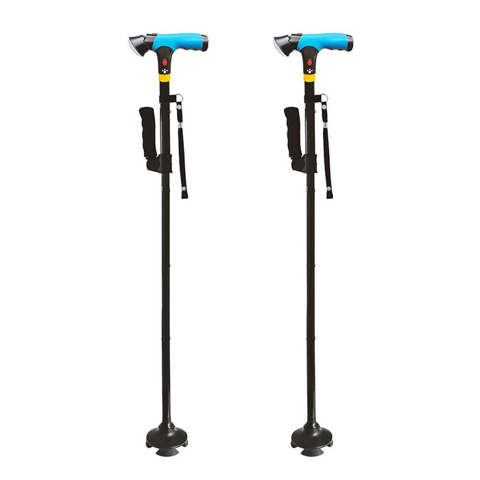DR-HO'S Get Up & Go Wandelstok - Opvouwbaar, met LED-verlichting en alarm