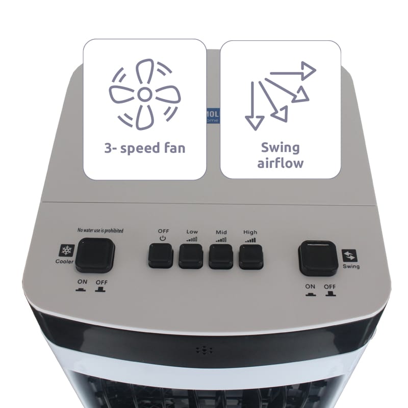 BluMill compacte verrijdbare air cooler voor in huis display