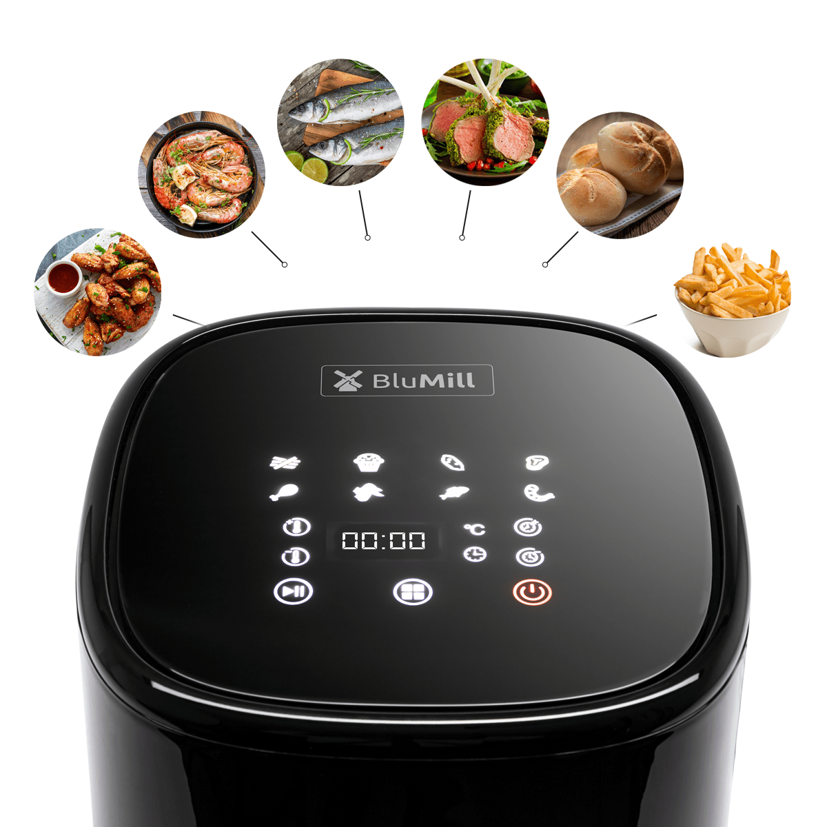 BluMill Digitale Airfryer 5L diverse programma's