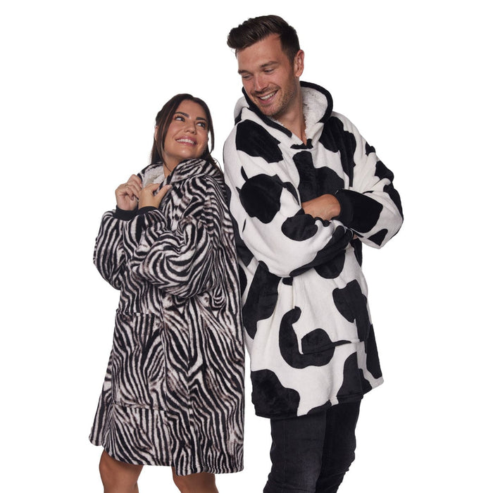 HOMIE Hoodie ultrazachte hoodie-deken luipaard en koe