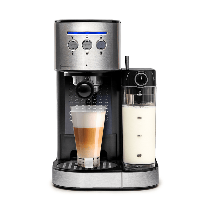 BluMill Koffiemachine met automatische melkopschuimer zilver